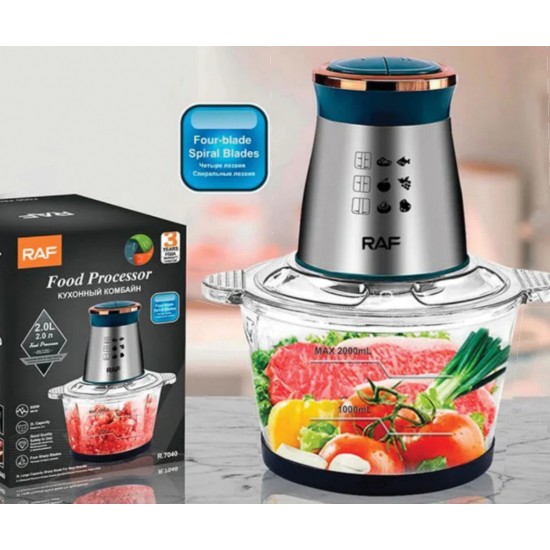 RAF R-7040 Πολυκόπτης - Μούλτι,1000w γυάλινο μπώλ χωρητικότητα 2.0lt 4 λεπίδες