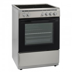 Robin BN-653 Κουζίνα inox με Εστίες Κεραμικές (60cm) Φούρνος (69lt,Μultifunction με Θερμό Αέρα και Αντιστάσεις,Α