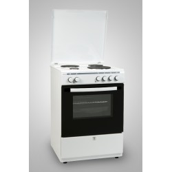 Robin BN-64 Κουζίνα με Εστίες Εμαγιέ (60cm) Φούρνος (65lt) Λευκή Α,με Θερμό Αέρα και Αντιστάσεις