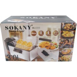 Sokany WJ-800 Φριτέζα Λαδιού με Αποσπώμενο Κάδο 3lt Ασημί