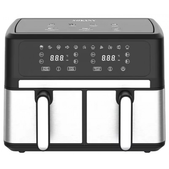 Sokany SK-10041 Air Fryer 10lt με Διπλό Κάδο ,5LT+,5LT ,1500W + 1500W
