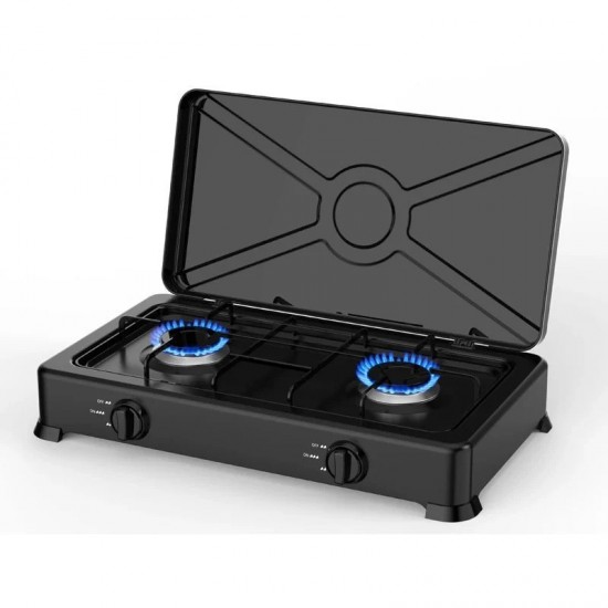 Sokany SK-07004 Εστία Υγραερίου με 2 Εστίες,4400W ,Υλικό σώματος: Ατσάλι με ανθεκτική επίστρωση  ,Υλικό σχάρας: Χυτοσίδηρος