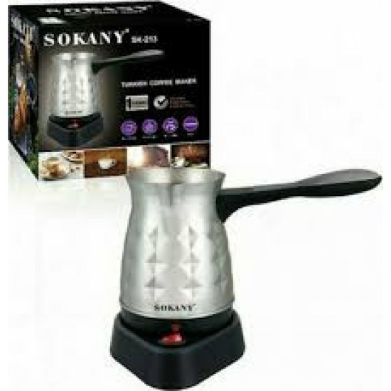 Sokany SK-213 Ηλεκτρικό Μπρίκι 600w   ΙΝΟΧ με μαυρο χρωμα , 400ml,ΣΠΑΣΤΟ ΧΕΡΟΥΛΙ αποσπωμενη βαση