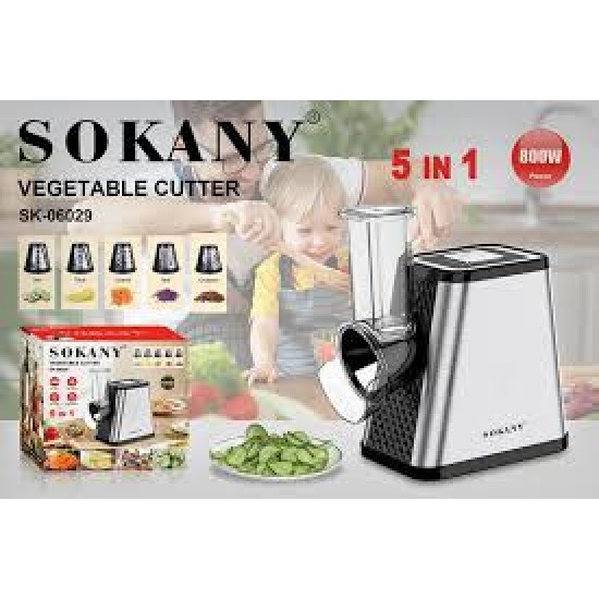 Sokany SK-06029  Ηλεκτρικός Κόφτης 5 Σε 1 , 800W ,με 5 αξεσουάρ κοπής  τρίφτη, κόφτη, τεμαχιστή και επεξεργαστή τροφίμων, 