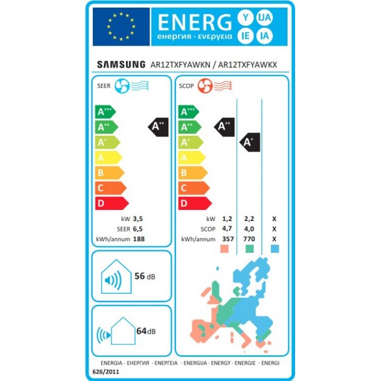 Samsung AR18TXFYAWKNEU Κλιματιστικό Inverter Λευκό (18000btu/h) A++/A+ Samsung AR18TXFYAWKNEU Κλιματιστικό Inverter Λευκό (18000btu/h) A++/A+