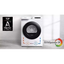 SAMSUNG DV90T5240AT Στεγνωτήριο 9 Kg ,A+++,με αντλία θερμότητας ΑiControl OptimalDry WiFi White 