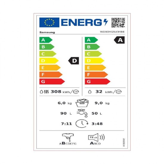 Samsung WD90HG5U34BELE Πλυντήριο Στεγνωτήριο Ρούχων 9kg/6kg 1400 Στροφές,Digital Inverter μοτέρ,AI Eco BubbleTM,Wi-Fi ,Air Wash Samsung WD90HG5U34BELE Πλυντήριο Στεγνωτήριο Ρούχων 9kg/6kg 1400 Στροφές,Digital Inverter μοτέρ,AI Eco BubbleTM,Wi-Fi ,Air Wash