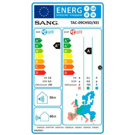 SANG TAC-09CHSD/KEI Κλιματιστικό inverter 9000 BTU SANG TAC-09CHSD/KEI Κλιματιστικό inverter 9000 BTU