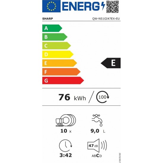 Sharp QW-NS1GI47 EX Πλυντήριο Πιάτων Εντοιχιζόμενο (45cm) 10 Σερβίτσιων Sharp QW-NS1GI47 EX Πλυντήριο Πιάτων Εντοιχιζόμενο (45cm) 10 Σερβίτσιων