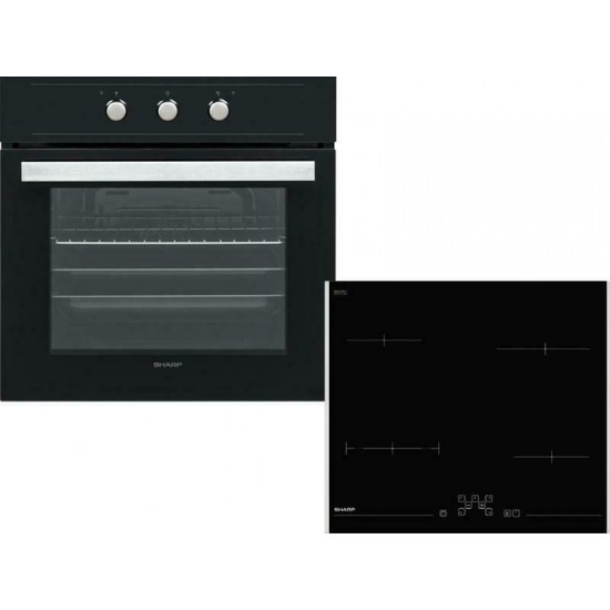 Sharp K-50M22BL2 + KH-6V08FT00 σετ Φούρνος  65lt με Κεραμικές Εστίες Π59.5εκ. Μαύρος 