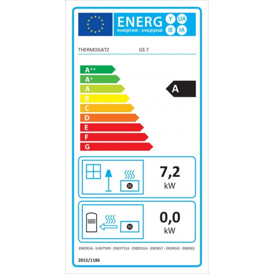 Thermogatz GS 7 Black Ατσάλινη Ξυλόσομπα 7.2 (M)  Μέγιστη Κάλυψη εως (m³) 130tm  , υψ 0.73 μηκ 0.36 ,βαθ 031