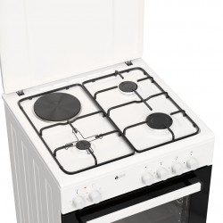 Thermogatz TGS 3501 WH Κουζίνα Ηλεκτρική 56lt με Εστίες Αερίου 60cm ,5 Τρόποι Ψησίματος,3 Εστίες Αερίου και 1 Ηλεκτρική