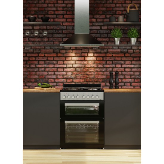 THERMOGATZ TGS 8001 IX DOUBLE-CAVITY ΚΟΥΖΙΝΑ ΜΕ 2 ΦΟΥΡΝΟΥΣ ΑΕΡΙΟΥ + ΡΕΥΜΑΤΟΣ ΚΑΙ ΕΣΤΙΕΣ ΑΕΡΙΟΥ ΚΑΙ 1 ΡΕΥΜΑΤΟΣ ,Χρώμα: Ασημί, Εστίες μαύρο εμαγιέ