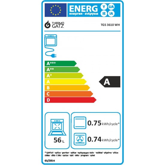 Thermogatz TGS-3610 WH Turbo Κουζίνα Ηλεκτρική 56lt με Εστίες Αερίου 60cm ,5 τρόποι ψησίματος,Μήκος 60 Ύψος 83 Βάθος 61 Thermogatz TGS-3610 WH Turbo Κουζίνα Ηλεκτρική 56lt με Εστίες Αερίου 60cm ,5 τρόποι ψησίματος,Μήκος 60 Ύψος 83 Βάθος 61