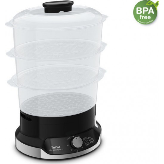 Tefal VC204810 Ultracompact Ατμομάγειρας 9lt 800W με 3 Επίπεδα Μαγειρέματος Tefal VC204810 Ultracompact Ατμομάγειρας 9lt 800W με 3 Επίπεδα Μαγειρέματος
