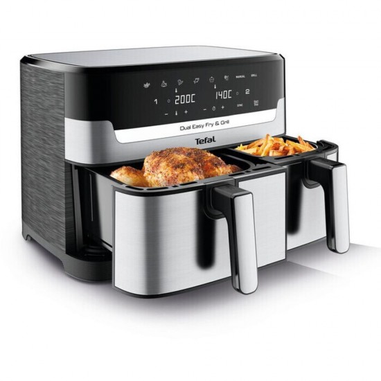 Tefal Dual Easy Fry & Grill EY905D Φριτέζα Αέρος,2700 W, 8 προεπιλογές μαγειρέματος,5,1L + 3,2L,Τεχνολογία Extra-Crisp Tefal Dual Easy Fry & Grill EY905D Φριτέζα Αέρος,2700 W, 8 προεπιλογές μαγειρέματος,5,1L + 3,2L,Τεχνολογία Extra-Crisp