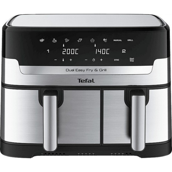 Tefal Dual Easy Fry & Grill EY905D Φριτέζα Αέρος,2700 W, 8 προεπιλογές μαγειρέματος,5,1L + 3,2L,Τεχνολογία Extra-Crisp Tefal Dual Easy Fry & Grill EY905D Φριτέζα Αέρος,2700 W, 8 προεπιλογές μαγειρέματος,5,1L + 3,2L,Τεχνολογία Extra-Crisp