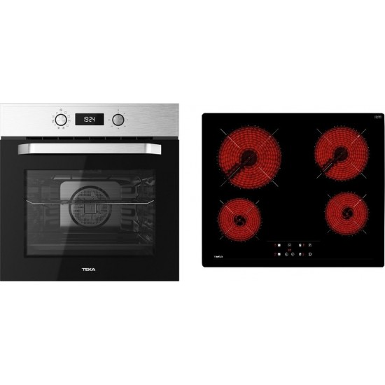 Teka HCB 6545 SS Inox + TZ 6415 Φούρνος άνω Πάγκου 71lt,Hydroclean PRO®, A+,με Κεραμικές Εστίες Π59.5εκ.