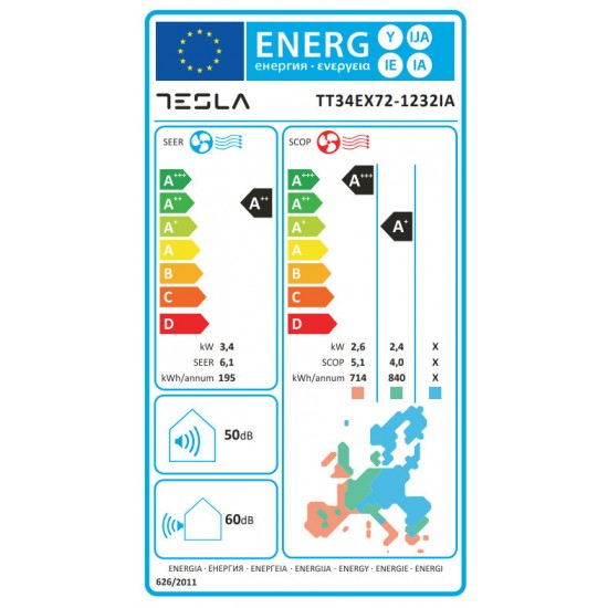 Tesla TT34EX72-1232IA Element Inverter 12000btu με 10 Χρόνια Εγγύηση,A++/A+++