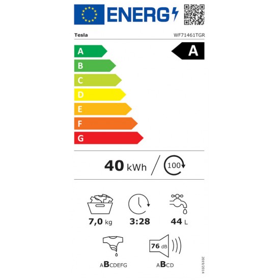 Tesla WF71461TGR Πλυντήριο Ρούχων 7kg 1400 Στροφών, A-10%,Κινητήρας inverter