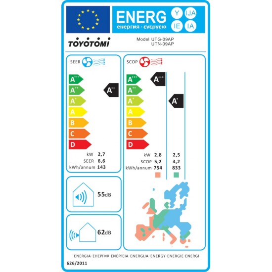 Toyotomi Umi Eco UTN/UTG-09AP Κλιματιστικό Inverter White (9000btu/h) A+++ Toyotomi Umi Eco UTN/UTG-09AP Κλιματιστικό Inverter White (9000btu/h) A+++