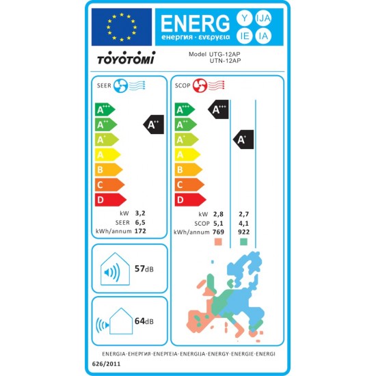 Toyotomi Umi Eco UTN/UTG-12AP Κλιματιστικό Inverter White (12000btu/h) A+++ Toyotomi Umi Eco UTN/UTG-12AP Κλιματιστικό Inverter White (12000btu/h) A+++