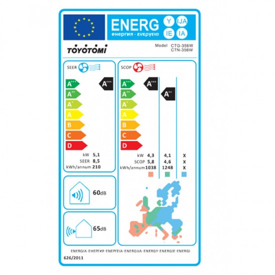 Toyotomi Erai CTN/CTG-356W Κλιματιστικό Inverter 18000 BTU A+++/A++ με Ιονιστή και Wi-Fi 