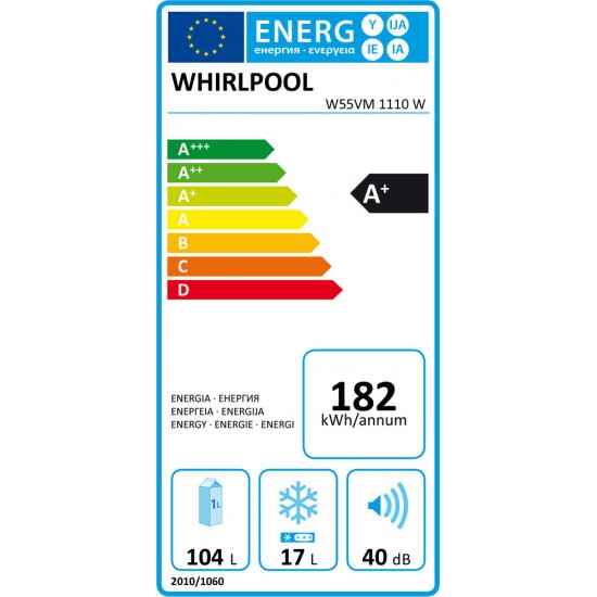 Whirlpool W55VM 1110 W 1 Ψυγείο Μονόπορτο Λευκό (122lt) Defrost 83, 8 x 54 x 59, 5 εκ A+ Whirlpool W55VM 1110 W 1 Ψυγείο Μονόπορτο Λευκό (122lt) Defrost 83, 8 x 54 x 59, 5 εκ A+