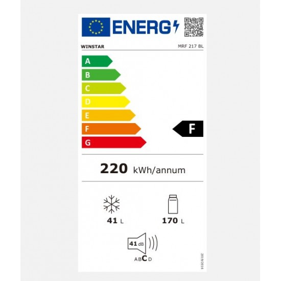 Winstar  MRF217B Ψυγείο Δίπορτο,211lt (Μ) Υ143xΠ54xΒ55,1εκ. ΜΑΥΡΟ ,Συμβατικη ψυξη ,(lowfrost)