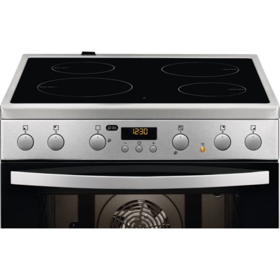Zanussi ZCV65320XA Κουζίνα με Εστίες Κεραμικές (59.6cm) Φούρνος (72lt) Inox A