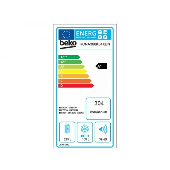 Beko RCNA366K34XBN Ψυγειοκαταψύκτης (324lt) Inox NoFrost Α+ (185.2x59.5) Beko RCNA366K34XBN Ψυγειοκαταψύκτης (324lt) Inox NoFrost Α+ (185.2x59.5)