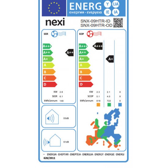 Nexi(by Sendo) SNX-09HTR-ID/SNX-09HTR-OD Inverter 9000 BTU A++/A+++ με Ιονιστή Nexi(by Sendo) SNX-09HTR-ID/SNX-09HTR-OD Inverter 9000 BTU A++/A+++ με Ιονιστή