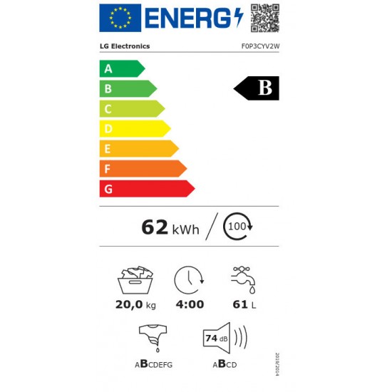 LG F0P3CYV2W Πλυντήριο Ρούχων ατμου 20kg 1000 Στροφών  ,Wi-Fi ,AI DD™ ,TurboWash™360,