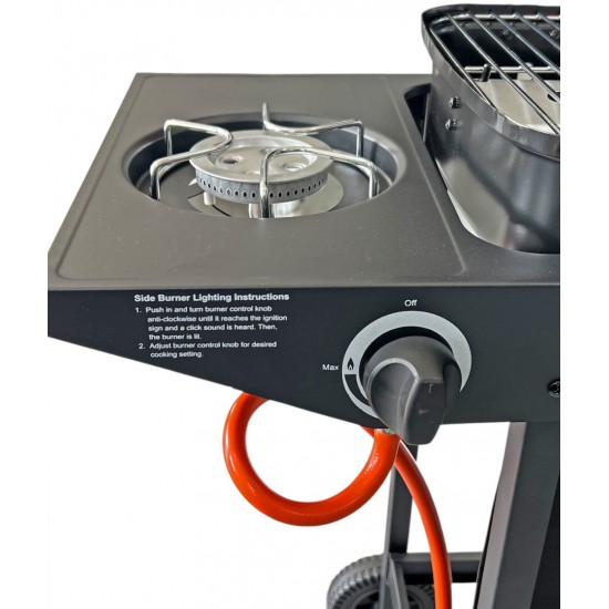 Kasanova KS18022 Φορητή Ψησταριά Υγραερίου με 3 Εστίες και Πλαϊνό Μάτι ,Επιφάνεια μαγειρέματος: 45 x 34 εκ