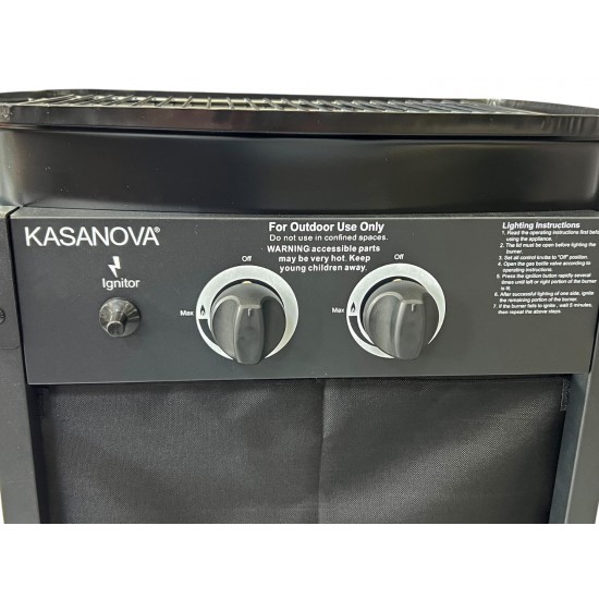 Kasanova KS18022 Φορητή Ψησταριά Υγραερίου με 3 Εστίες και Πλαϊνό Μάτι ,Επιφάνεια μαγειρέματος: 45 x 34 εκ