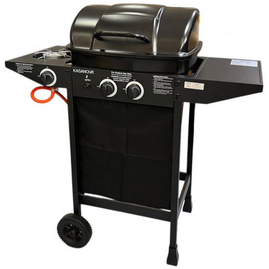 Kasanova KS18022 Φορητή Ψησταριά Υγραερίου με 3 Εστίες και Πλαϊνό Μάτι ,Επιφάνεια μαγειρέματος: 45 x 34 εκ