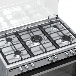 Thermogatz TGS 7301 IX . 04.401.095 Κουζίνα Ηλεκτρική 95lt με 5 Εστίες Αερίου 90cm ,Φούρνος ηλεκτρικός ,8 Τρόποι Ψησίματος