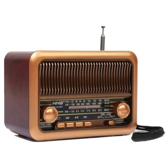  Retro NS-3315BT Ραδιόφωνο Αναλογικό,Μπαταρίας,Bluetooth, Headphones, USB