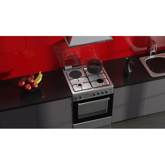 Thermogatz TGS 3521 IX,, 04.401.098 Κουζίνα Ηλεκτρική 60lt ,INOX,με Εστίες Αερίου & Ρεύματος 60cm, Φούρνος Ηλεκτρικός 60lt ,6 Τρόποι Ψησίματος Thermogatz TGS 3521 IX,, 04.401.098 Κουζίνα Ηλεκτρική 60lt ,INOX,με Εστίες Αερίου & Ρεύματος 60cm, Φούρνος Ηλεκτρικός 60lt ,6 Τρόποι Ψησίματος