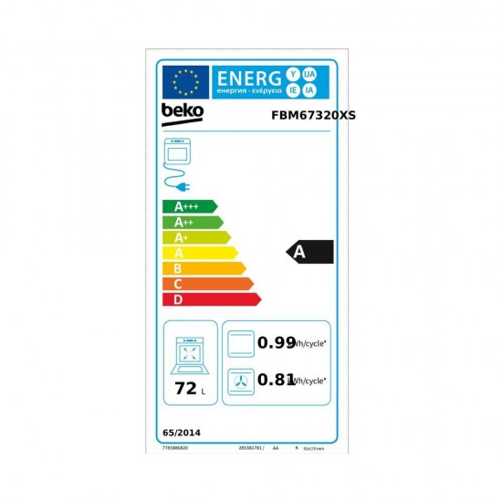 Beko FBM67320XS Κουζίνα Ηλεκτρική 72lt με Κεραμικές Εστίες 60cm  ,Φούρνος Multifunction με 8 τρόπους ψησίματος,3D Μαγείρεμα​
